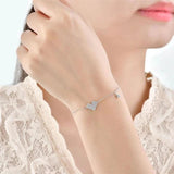 Silver Crystal Heart Charm Bracelet for Women Wedding Birthday Jewelry