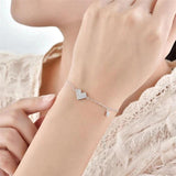 Silver Crystal Heart Charm Bracelet for Women Wedding Birthday Jewelry