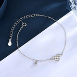 Silver Crystal Heart Charm Bracelet for Women Wedding Birthday Jewelry