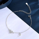 Silver Crystal Heart Charm Bracelet for Women Wedding Birthday Jewelry