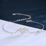 Silver Crystal Heart Charm Bracelet for Women Wedding Birthday Jewelry