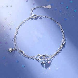 Double Layer Chain Crystal Bracelet Bangle For Women