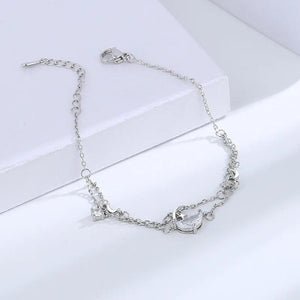 Double Layer Chain Crystal Bracelet Bangle For Women