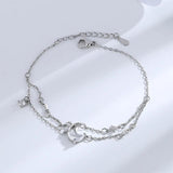 Double Layer Chain Crystal Bracelet Bangle For Women