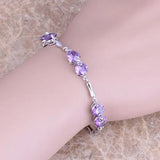 Purple Cubic Zirconia Link Chain Bracelet