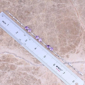 Purple Cubic Zirconia Link Chain Bracelet
