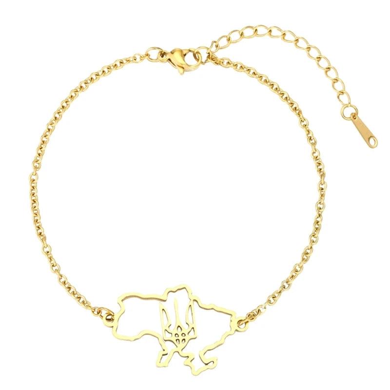 Stainless Steel Ukraine Map Bracelet Silver Hand Chain Jewelry