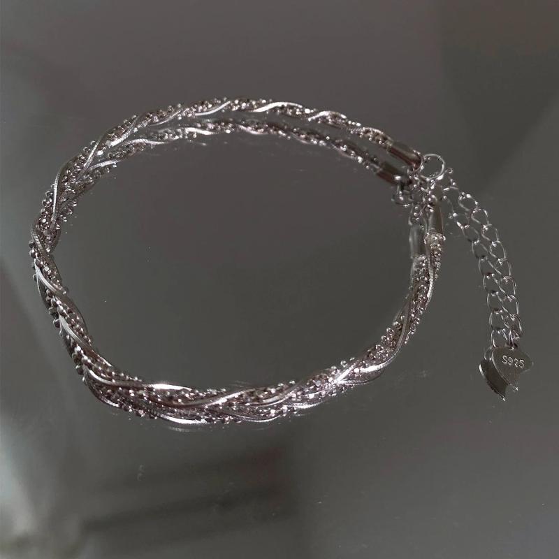 Silver Twisted Woven Bracelet For Women Unique Jewelry Gift