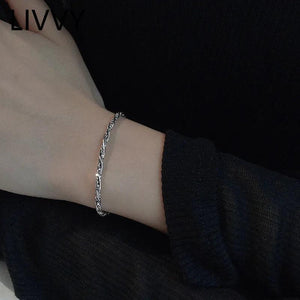 Silver Twisted Woven Bracelet For Women Unique Jewelry Gift