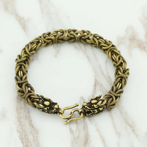 Copper Dragon Head Bracelets Hip-Hop Jewelry Wristbands for Men Women