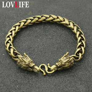 Copper Dragon Head Bracelets Hip-Hop Jewelry Wristbands for Men Women