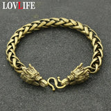 Copper Dragon Head Bracelets Hip-Hop Jewelry Wristbands for Men Women