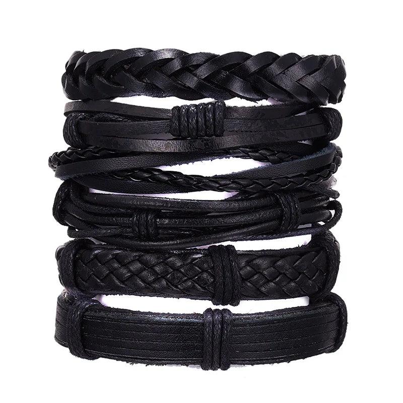 Vintage Leather Braided Bracelets Punk Bible Bangle
