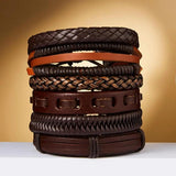 Vintage Leather Braided Bracelets Punk Bible Bangle