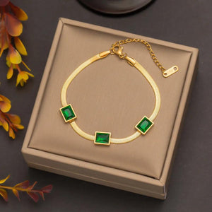 316L Stainless Steel Green Zircon Charm Bracelet