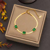 316L Stainless Steel Green Zircon Charm Bracelet