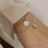 Silver Bead Chain Charm Bracelet & Bangle for Women Girls SL403