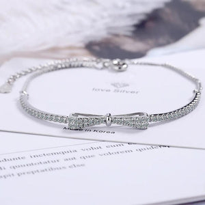 Zircon Bowknot Charm Bracelet for Women Girl Party Gift