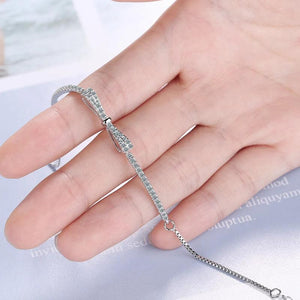 Zircon Bowknot Charm Bracelet for Women Girl Party Gift