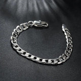 8MM 925 Stamp Silver Bracelet Women Men Jewelry