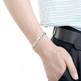 8MM 925 Stamp Silver Bracelet Women Men Jewelry