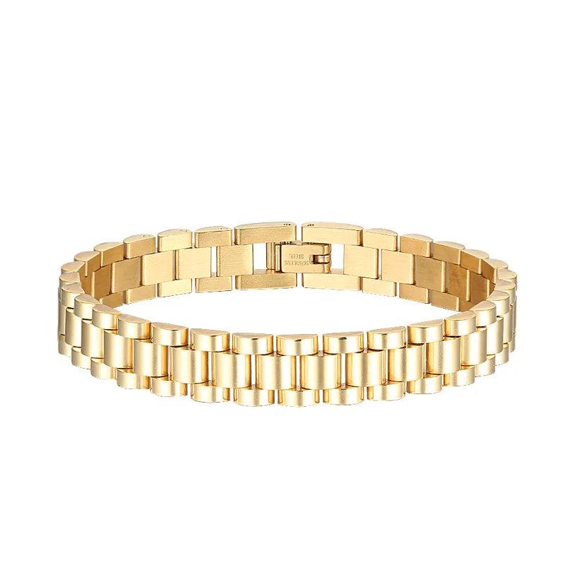 Stainless Steel Strap Bracelet Plated Wristband Bangle Hip-hop Silver Wrap
