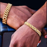Stainless Steel Strap Bracelet Plated Wristband Bangle Hip-hop Silver Wrap