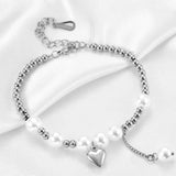 316L Stainless Steel Retro Heart Pearl Bracelet High Jewelry Accessories