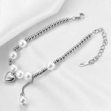 316L Stainless Steel Retro Heart Pearl Bracelet High Jewelry Accessories