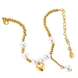 316L Stainless Steel Retro Heart Pearl Bracelet High Jewelry Accessories