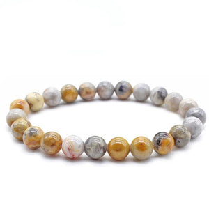 Yellow Cloisonne Natural Stone Round Beads Bracelet for Men 6mm 8mm 10mm