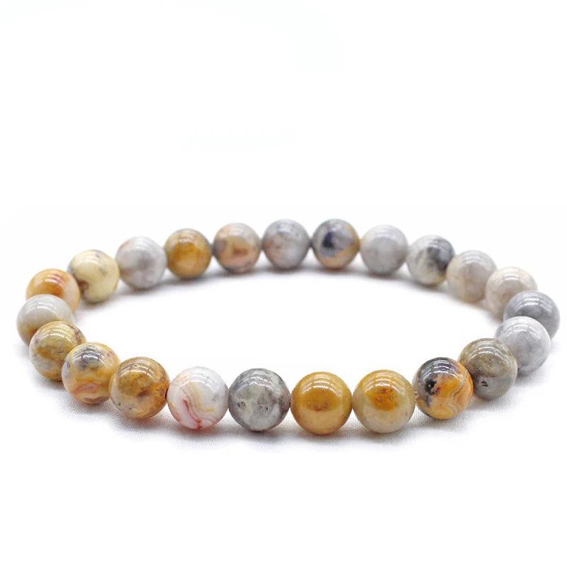 Yellow Cloisonne Natural Stone Round Beads Bracelet for Men 6mm 8mm 10mm