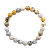Yellow Cloisonne Natural Stone Round Beads Bracelet for Men 6mm 8mm 10mm