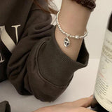 Silver Irregular Geometric Smile Pendant Bracelets Couples