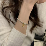 Silver Irregular Geometric Smile Pendant Bracelets Couples