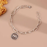 Silver Vintage Elephant Pendant Bracelet for Women