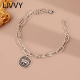 Silver Vintage Elephant Pendant Bracelet for Women