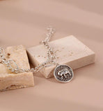 Silver Vintage Elephant Pendant Bracelet for Women