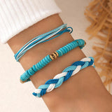 Adjustable Turquoise Bracelet Set Weave Rope Multilayer Bangle Bohemian Jewelry