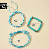 Adjustable Turquoise Bracelet Set Weave Rope Multilayer Bangle Bohemian Jewelry