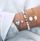 Boho Shell Turtle Bracelet Set Retro Geometric Statement Glamour Jewelry