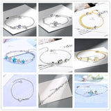 Silver Plated Star Dolphin Fish Cat Bead Bracelet Bangle Women Cuff