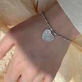 Silver Love Heart Bead Chain Bracelet Women Hot Gift Wedding Jewelry