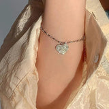 Silver Love Heart Bead Chain Bracelet Women Hot Gift Wedding Jewelry