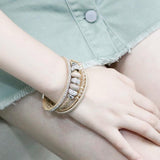 Boho Ceramic Bead Charm Leather Bracelet Women