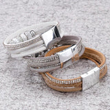Boho Ceramic Bead Charm Leather Bracelet Women