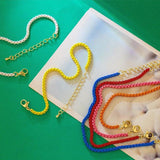 Y2K Colorful Plated Wristband Bracelet Boho Matte Dripping Oil Cuff Bangle