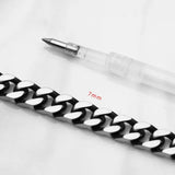 7mm Silver Stainless Steel Men's Cuban Chain Bead Bracelet Bangle