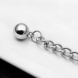 7mm Silver Stainless Steel Men's Cuban Chain Bead Bracelet Bangle