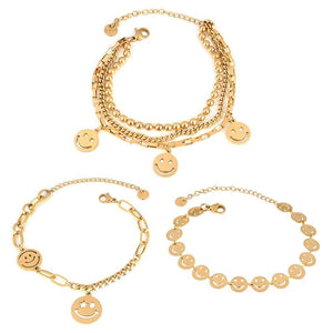 Punk Double Layers Bracelet Stainless Steel Women Chain Bracelet